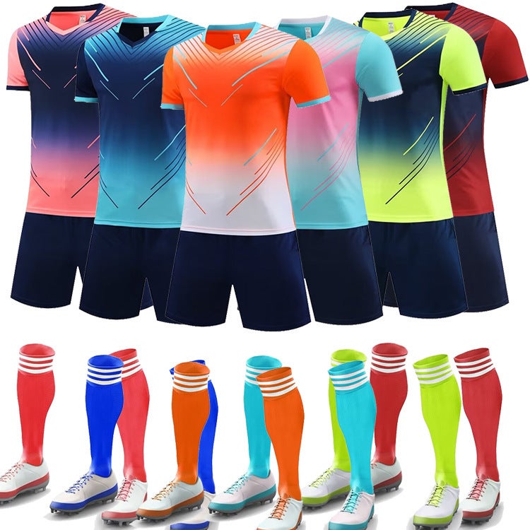 Football Uniform Suit For Adults And Children, Men'S Sports Training Clothing, Short-Sleeved Student Kindergarten Jersey, Light Plate Printing Number - Image 5