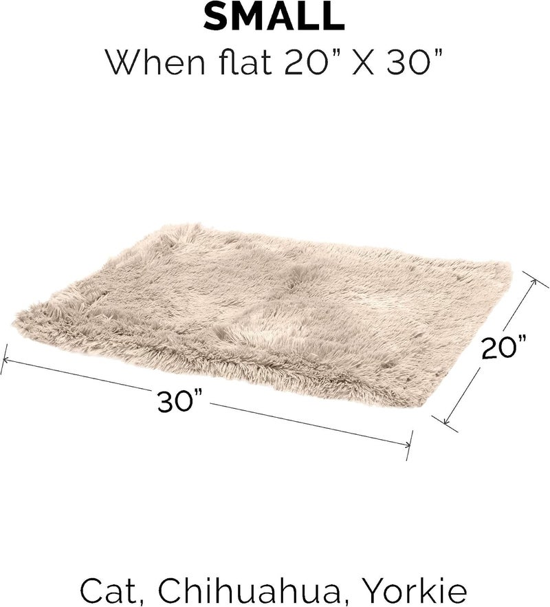 Waterproof Throw Blanket for Dogs & Indoor Cats, Washable - Shaggy Plush Calming Long Faux Fur & Velvet Dog Blanket - Taupe, Small - Image 2