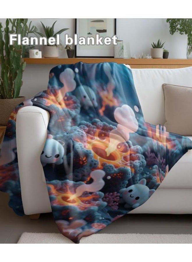 عام بطانية رقيقة من الفانيلا الكرتونية للأطفال أو الطلاب (دافئة ومريحة ومناسبة للنوم والألعاب) 100 سم * 150 سم - 303 - Image 1