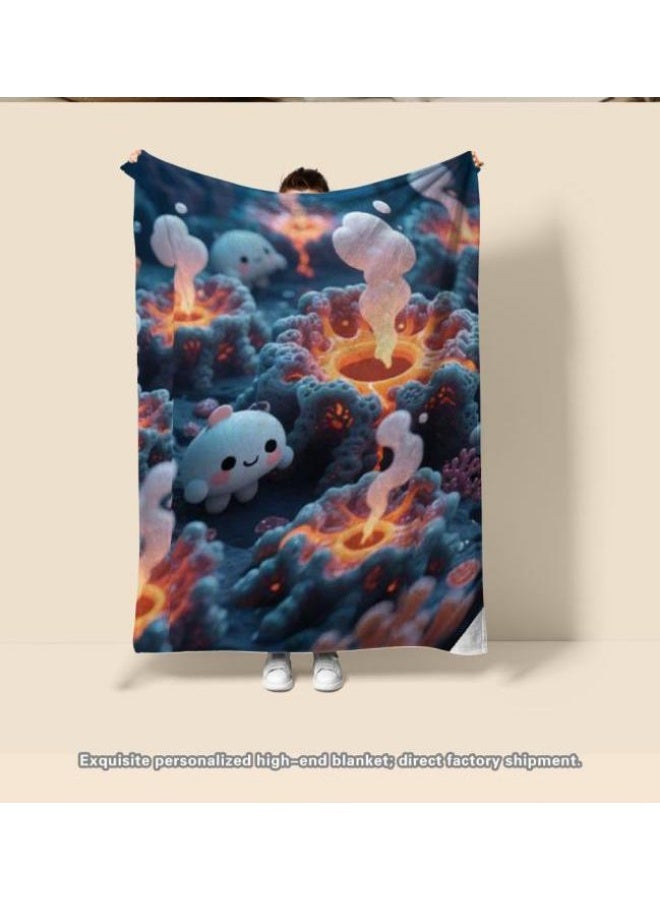 عام بطانية رقيقة من الفانيلا الكرتونية للأطفال أو الطلاب (دافئة ومريحة ومناسبة للنوم والألعاب) 100 سم * 150 سم - 303 - Image 3