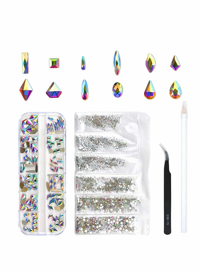 Excefore 120 Pcs Multi Shapes Glass Crystal AB Rhinestones For Nail Art Craft - Image 1