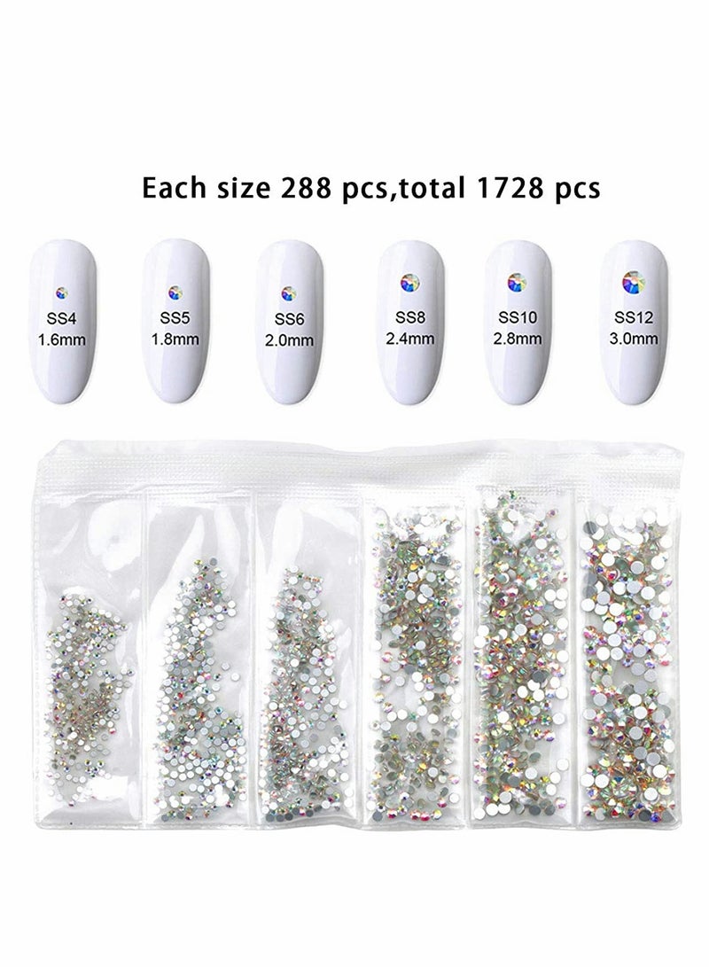Excefore 120 Pcs Multi Shapes Glass Crystal AB Rhinestones For Nail Art Craft - Image 2