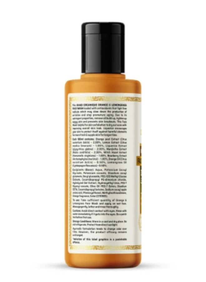 Khadi ORGANIQUE غسول الوجه الطبيعي Khadi Organique Orange & Lemongrass 210 مل خالٍ من كبريتات لوريل الصوديوم والبارابين  - Image 2