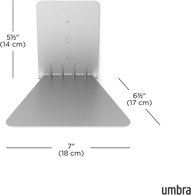 UMBRA Conceal, Sturdy Metal Floating Bookshelf for Wall, Silver, Large, Set of 3 - Image 3
