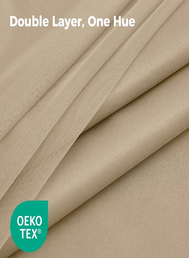 Swandream 100% Blackout Curtains for Bedroom, Double Layer Khaki Curtains, Black Out Curtain 84 inch Long with Sheer Overlay for Living Room, Room Darkening Window Drapes with Grommet, 52" W x 84" L - Image 4