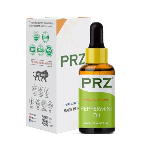 PRZ Peppermint Essential Oil - Pure Natural & Therapeutic Grade Oil for Aromatherapy Body Massage, Skin Care & Hair Care, 15 ml - Image 2