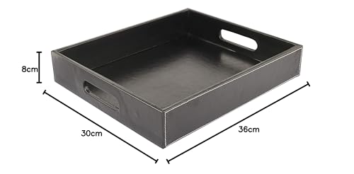 Anything & Everything PU Leather Serving Tray, Display Tray, Trays for Hotels to Hold Towel and Toiletries - Black - Image 5