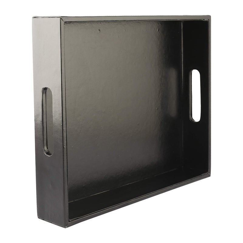 Anything & Everything PU Leather Serving Tray, Display Tray, Trays for Hotels to Hold Towel and Toiletries - Black - Image 4