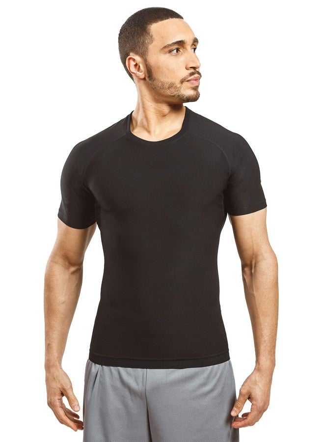 Sweat Shaper Men's Athletic Tee, Short Sleeve Compression T-Shirt, Performance Baselayer Workout Shirt (Black, Medium) - Image 2