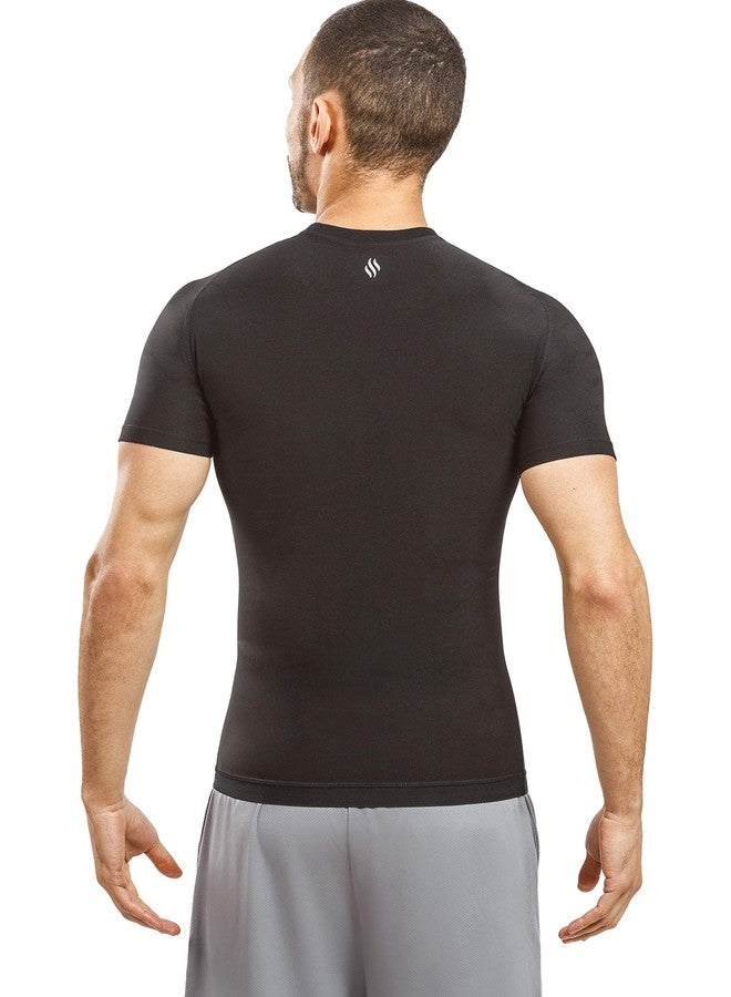 Sweat Shaper Men's Athletic Tee, Short Sleeve Compression T-Shirt, Performance Baselayer Workout Shirt (Black, Medium) - Image 5
