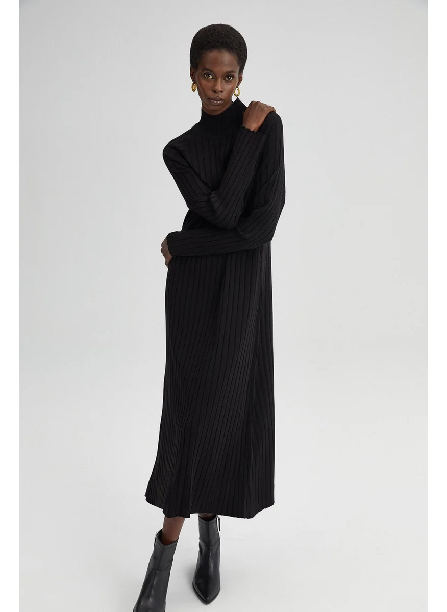 Touche Ribbed High Collar Knitwear Dress