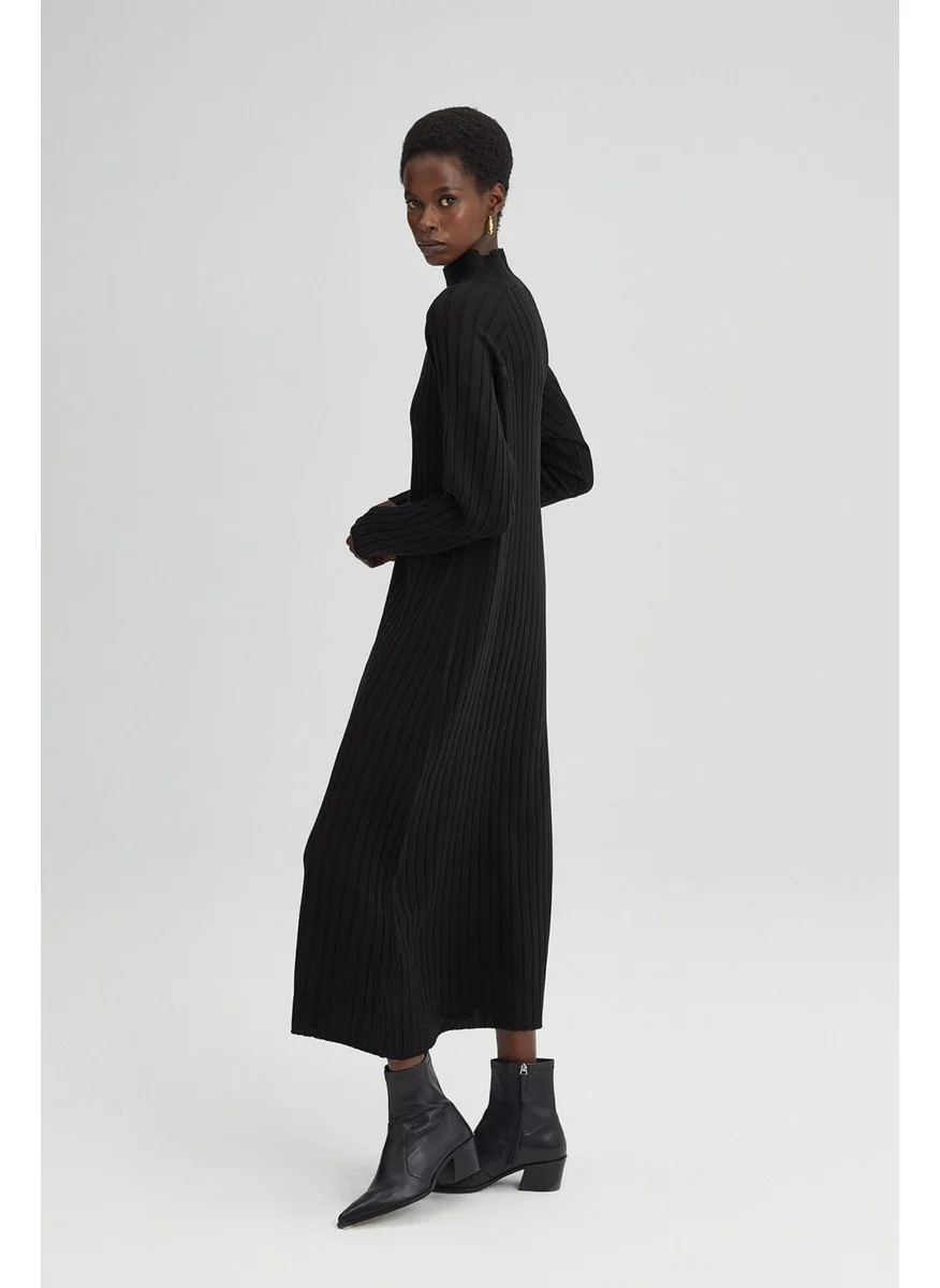 Touche Ribbed High Collar Knitwear Dress