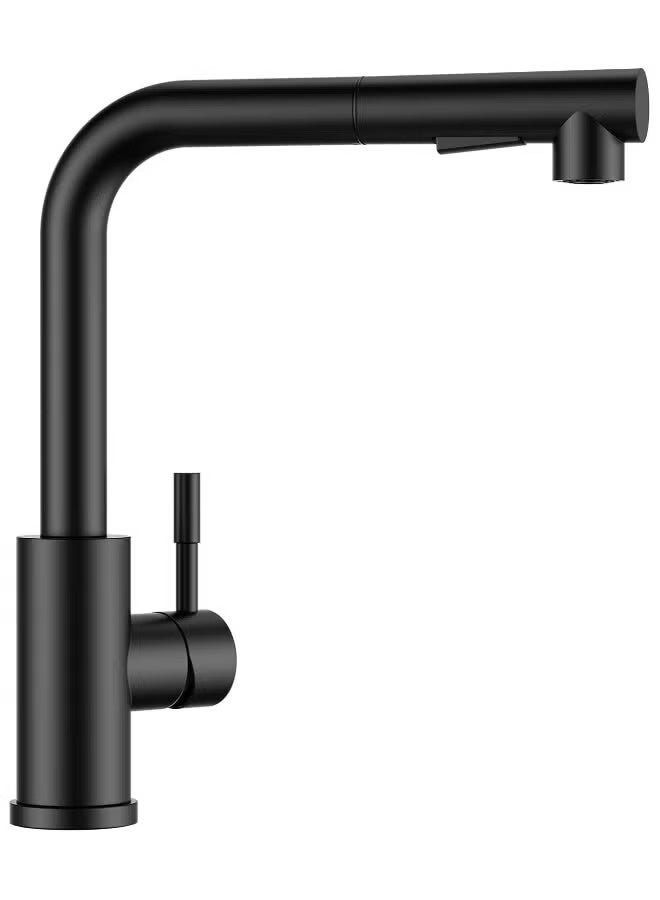ALMIFTAH Black Kitchen Sink Mixer Faucet Matte Finish | Single Lever Brass Kitchen Tap | Modern Square High Arc Kitchen Mixer | Hot & Cold Water Tap – Model YT-K71.B - Image 1
