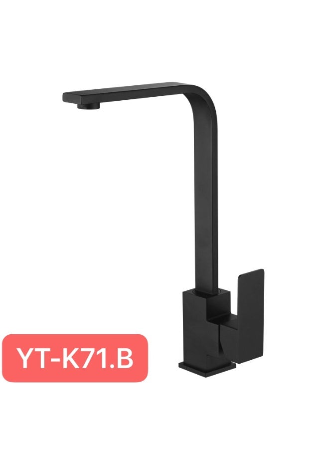 ALMIFTAH Black Kitchen Sink Mixer Faucet Matte Finish | Single Lever Brass Kitchen Tap | Modern Square High Arc Kitchen Mixer | Hot & Cold Water Tap – Model YT-K71.B - Image 2