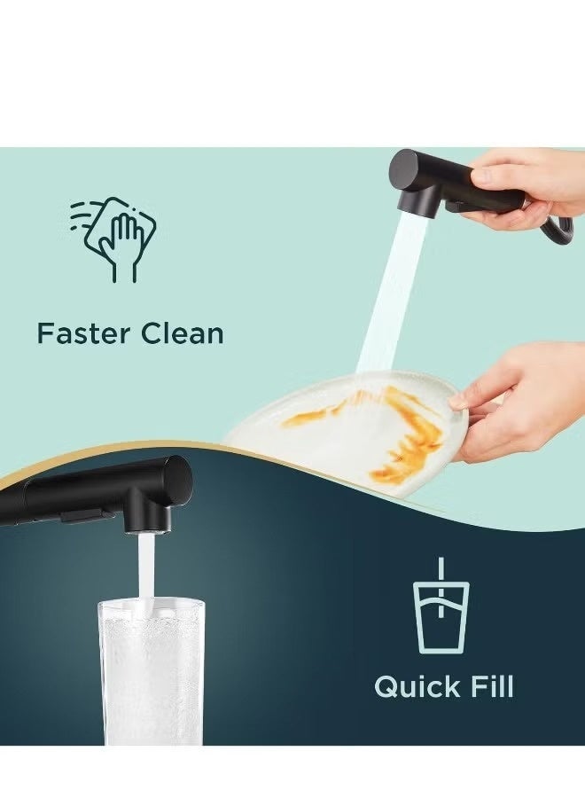 ALMIFTAH Black Kitchen Sink Mixer Faucet Matte Finish | Single Lever Brass Kitchen Tap | Modern Square High Arc Kitchen Mixer | Hot & Cold Water Tap – Model YT-K71.B - Image 3