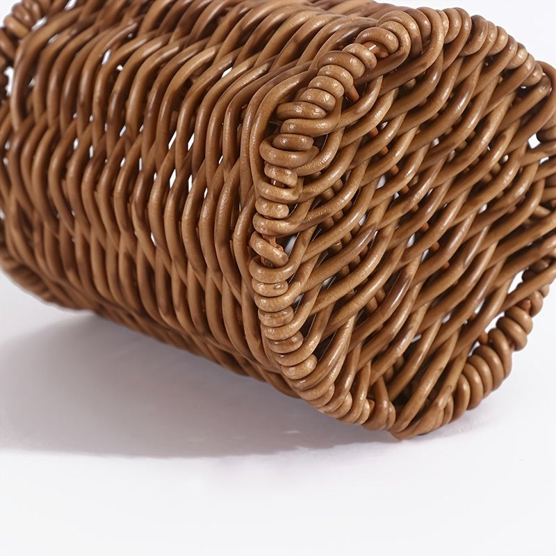 1pc Faux Rattan Utensil Organizer Holder For Knives Spoons And Chopsticks Countertop Tabletop Storage - Image 5