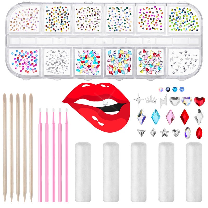 Sosation 377 Pieces Tooth Gem Kit DIY Fashionable Tooth Jewelry Kit Artificial Crystal Reflective Teeth Gems for Halloween Christmas Teeth Party Decorations Bright Style