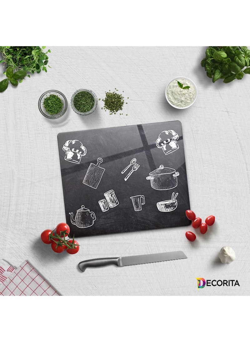 Chalkboard Look | Glass Cutting Board - Glass Cutting Table | 29cmx34cm - pzsku/ZA9A1191DA40C882B2F90Z/45/_/1730874518/525031ff-176a-48a3-9997-0eb4d47c98ed