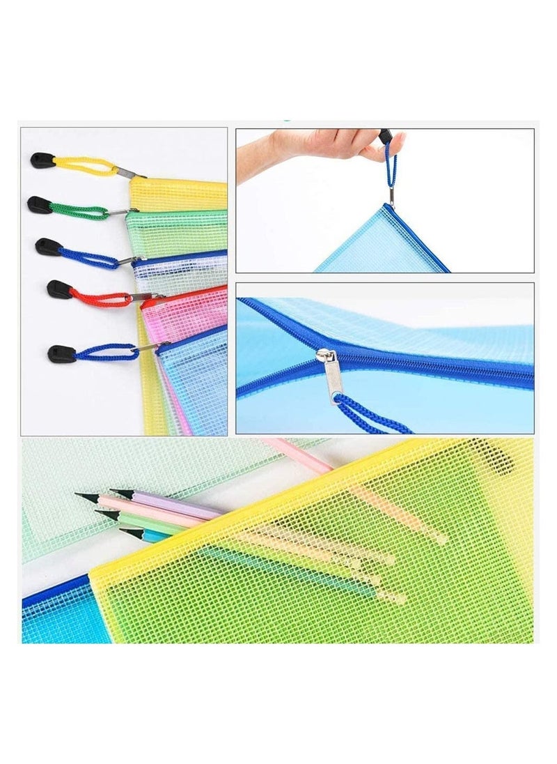 Generic - 10PCS Plastic Wallets A4 Zip Wallets Ziplock Bags Plastic Mesh Document File Folder A4 Zipper Bag Zip Locked Bags A4 Zip Lock Mesh Document Files Wallet - Image 1