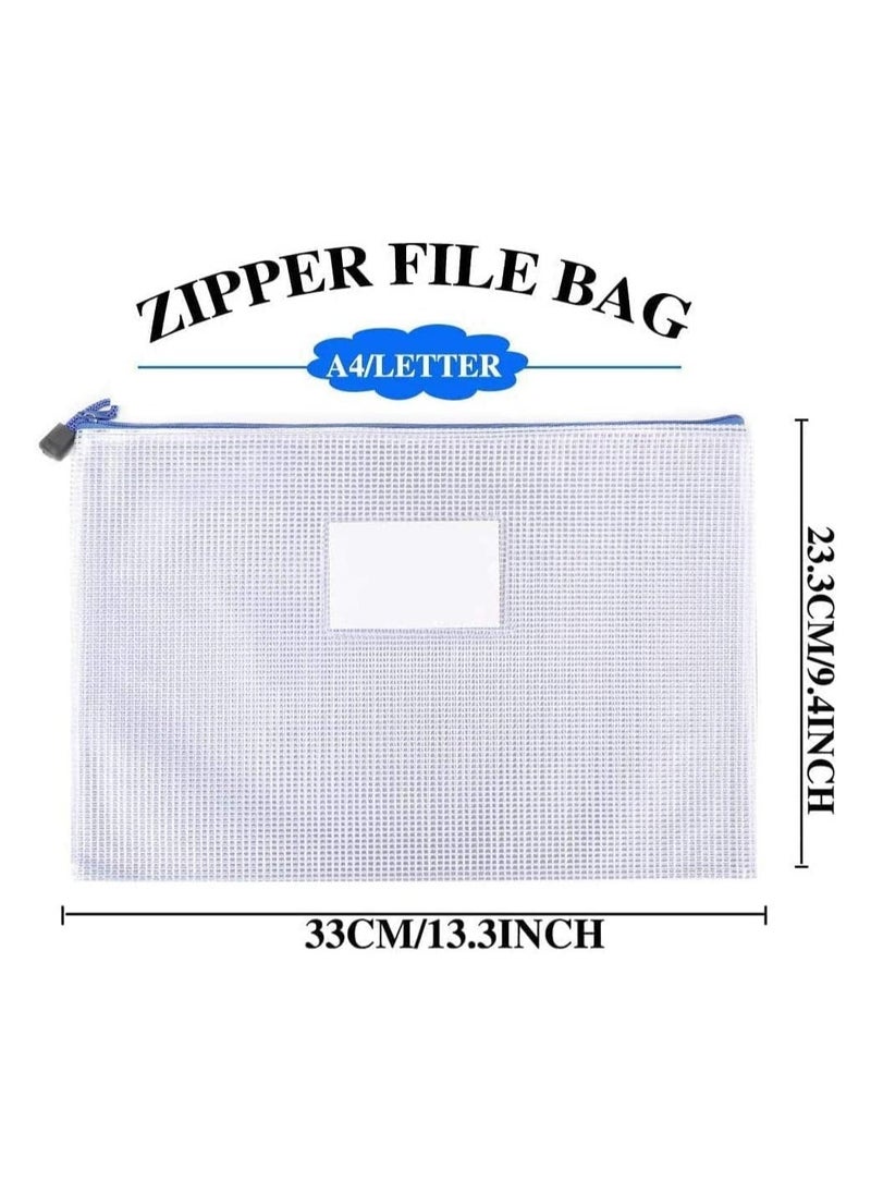 Generic - 10PCS Plastic Wallets A4 Zip Wallets Ziplock Bags Plastic Mesh Document File Folder A4 Zipper Bag Zip Locked Bags A4 Zip Lock Mesh Document Files Wallet - Image 1