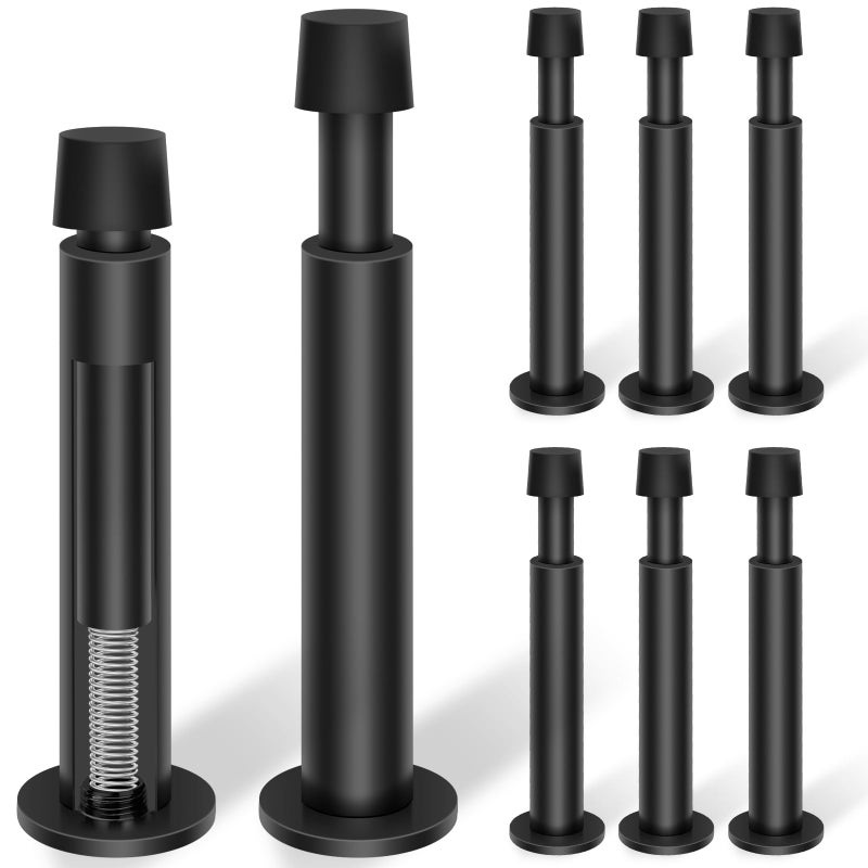 KOLAKO Door Stopper 8 Pack Black Door Stops 44 Inch Spring Door Stoppers for Bottom of Door with Soft Rubber Tip Modern Door Stop Bumpers for Wall Protector - Image 2