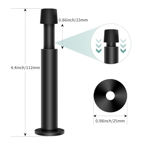 KOLAKO Door Stopper 8 Pack Black Door Stops 44 Inch Spring Door Stoppers for Bottom of Door with Soft Rubber Tip Modern Door Stop Bumpers for Wall Protector - Image 3