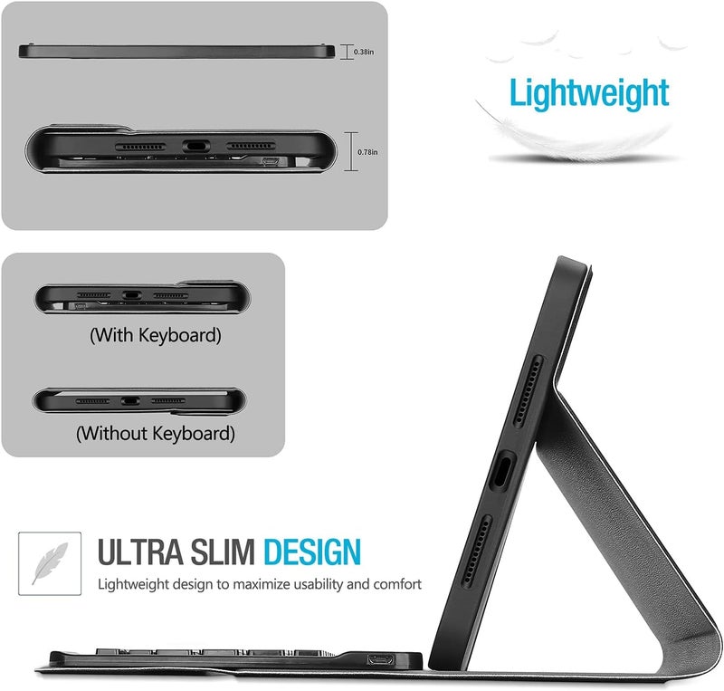 Procases Keyboard Case For Ipad Mini A17 Pro 7Th Gen 2024 / Ipad Mini 6 2021, Detachable Wireless Keyboard Protective Cover Cases For 8.3 Inch Ipad Mini 6Th Generation Gen Keyboard Case Black - Image 5