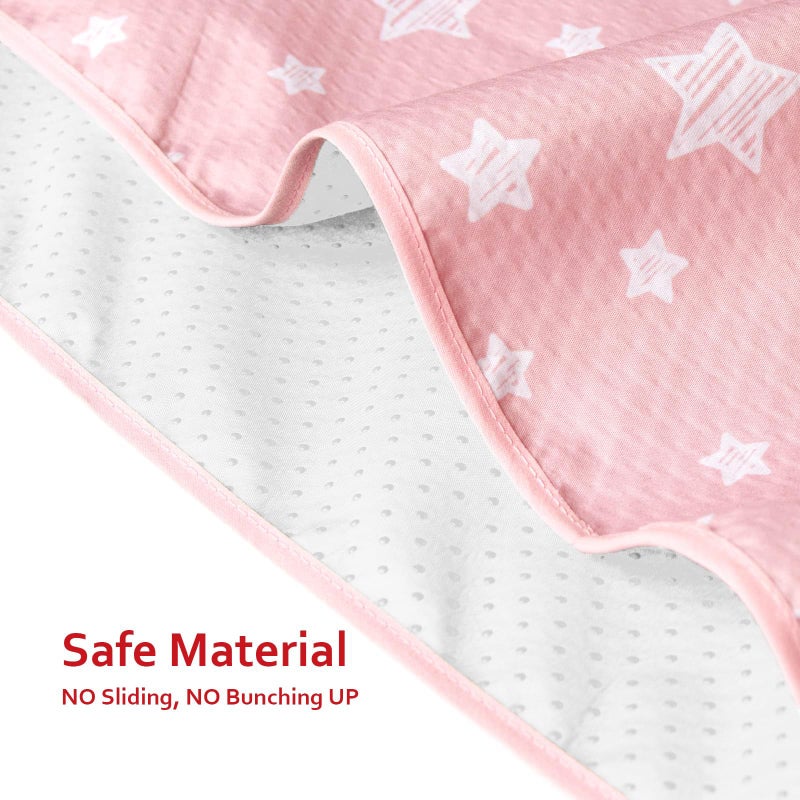 Moonsea Baby Splat Mat Anti Slip Waterproof High Chair Mat, Baby Feeding Table Cloth Floor Mat Cover, Baby Art Playtime Mat for Craft/Mealtime, 42X46 Inch Washable Portable Picnic Mat - Pink Star - Image 4