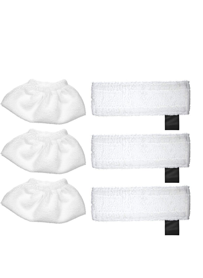 VIUAUAX 6 Pack Cloth Set Mopping Pads Replment for Kacher SC2/ SC3/ SC4/ SC5 Mopping Cloth Accessories (3 Rag Nozzle Covers & 3 Microfiber Mopping Pads) - Image 1