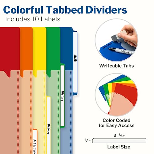 CRANBURY 5-Subject Notebook College Ruled, Movable Pocket Dividers with Tabs, 200 Sheets (400 Pages) 8.5x11 Paper, Colorful Spiral Notebook, Protective Plastic Covers, Multi Subject - Image 5