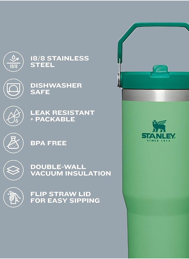 Stanley - IceFlow Stainless Steel Tumbler 30oz, Leak-Resistant, Vacuum Insulated Water Bottle with Straw, Keeps Drinks Cold for 12 Hours or Iced for 2 Days, Ideal for Home, Office, or Travel, Green - Image 1