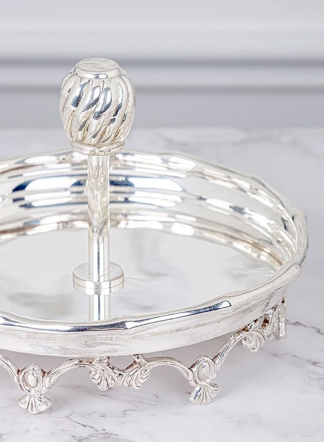 Casa Quesera ANAQAT silver plated brass serving platter with legs by Quesera