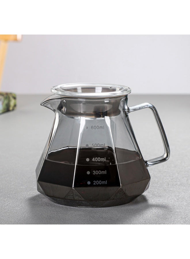 V60 Glass Coffee Pot,600mL Coffee Maker Diamond Style Teapot Glass Pot Pour Over Coffee with Lid for Drip Coffee Makers, V60 Glass Coffee Server, Coffee Dripper,Perfect for Preparing and Serving Coffee - Image 4
