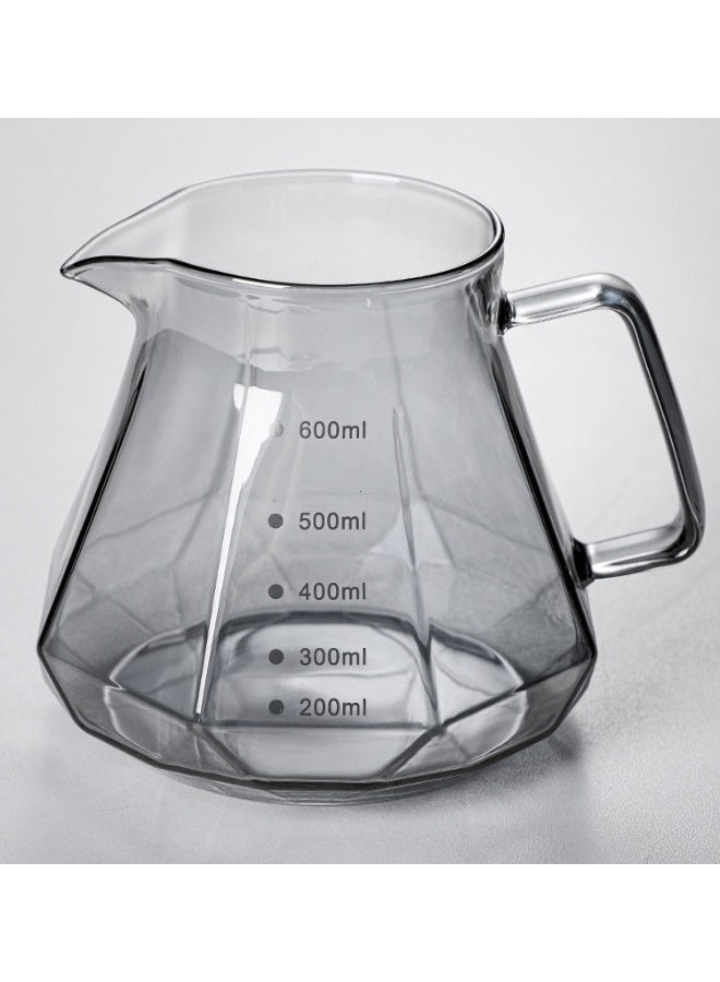 V60 Glass Coffee Pot,600mL Coffee Maker Diamond Style Teapot Glass Pot Pour Over Coffee with Lid for Drip Coffee Makers, V60 Glass Coffee Server, Coffee Dripper,Perfect for Preparing and Serving Coffee - Image 3