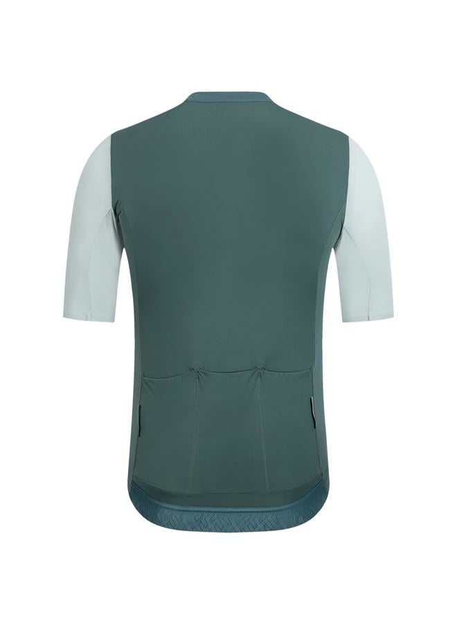 Santic Men's Cycling Jersey Short Sleeve Tops Pro Road Bike Shirt Full Zipper UPF 50+ Bicycle Jersey with Pockets, Dark Green, XS - Image 3