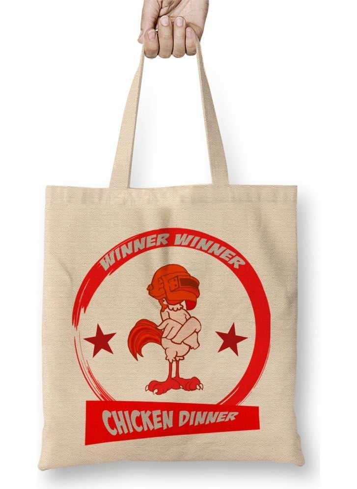Baskı Dükkanı - Print Shop Winner Winner Chicken Dinner Pubg Cloth Bag Long Handle - Image 1