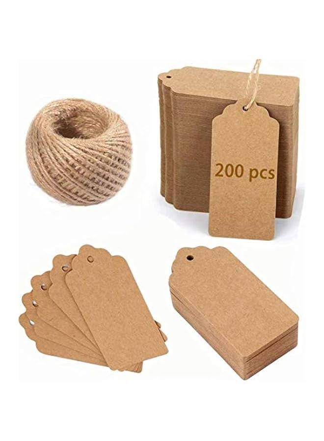 BWSJ Kraft Paper  Tags 200    Rectangle Craft Hang Tags with 20M Jute T for Arts and Crafts, Wedding  Thanksgiving and Holiday for Crafts Price Tags Labels 7 cm X 4 cm - Image 1