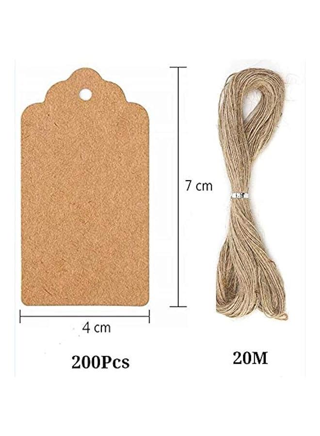 BWSJ Kraft Paper  Tags 200    Rectangle Craft Hang Tags with 20M Jute T for Arts and Crafts, Wedding  Thanksgiving and Holiday for Crafts Price Tags Labels 7 cm X 4 cm - Image 3
