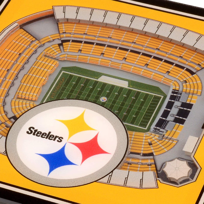 YouTheFan NFL Pittsburgh Steelers 3D StadiumViews Coasters , 4" x 4" - Image 3