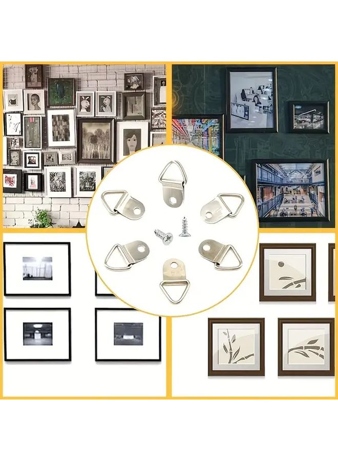 أدوات تعليق إطار الصورة الفضية مع براغي وحلقات مثلثة لمشاريع الخشب DIY - Image 5