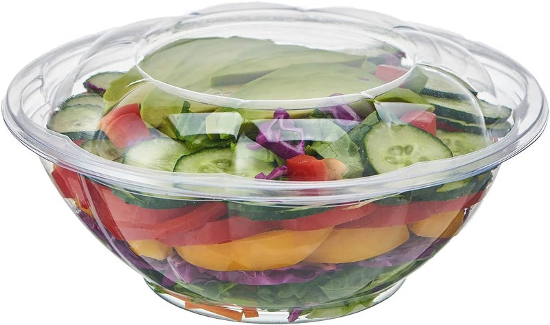 FULING 24 oz 50 Sets Clear Plastic Salad Bowls with Airtight Lids Disposable To Go Mixing Containers Serving for Fruit Quinoa Lunch and Meal Prep - Image 1