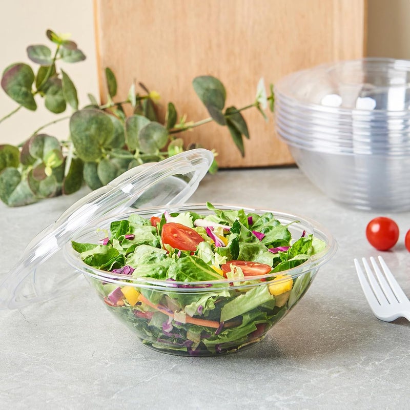 FULING 24 oz 50 Sets Clear Plastic Salad Bowls with Airtight Lids Disposable To Go Mixing Containers Serving for Fruit Quinoa Lunch and Meal Prep - Image 5