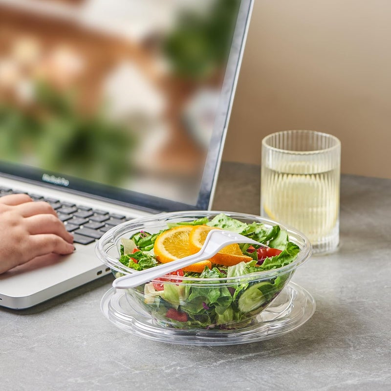 FULING 24 oz 50 Sets Clear Plastic Salad Bowls with Airtight Lids Disposable To Go Mixing Containers Serving for Fruit Quinoa Lunch and Meal Prep - Image 3