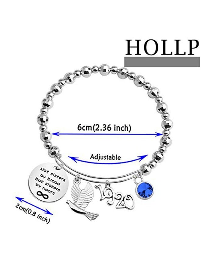 HOLLP 1920 Zeta Phi Beta Sorority Navy Jewelry Not Sisters by Blood But Sisters by Heart Pigeon Bracelet Sister Gift Sorority Gift Greek Sorority Inspired Gift for Finer Women - Image 2