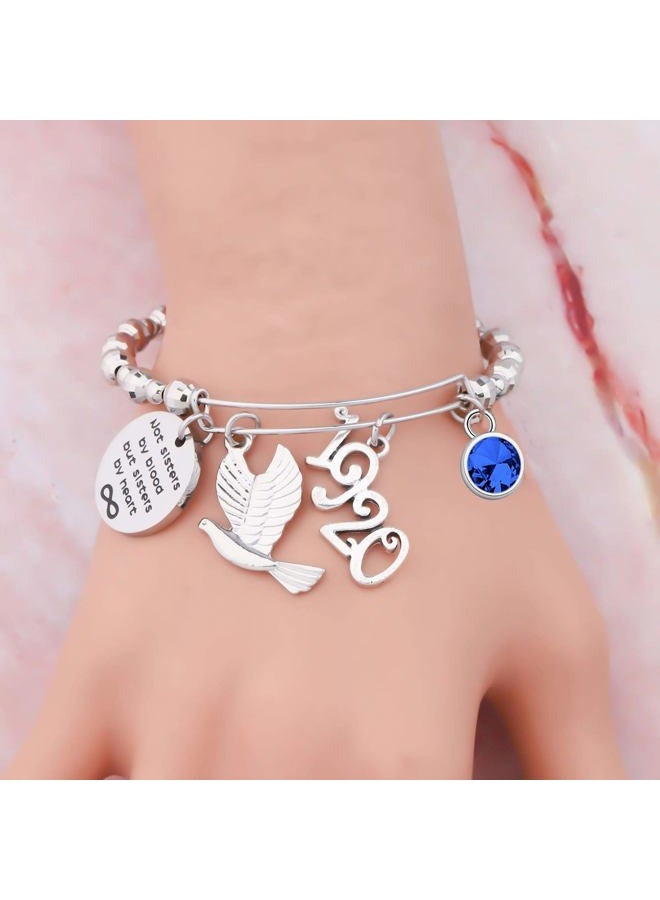 HOLLP 1920 Zeta Phi Beta Sorority Navy Jewelry Not Sisters by Blood But Sisters by Heart Pigeon Bracelet Sister Gift Sorority Gift Greek Sorority Inspired Gift for Finer Women - Image 4