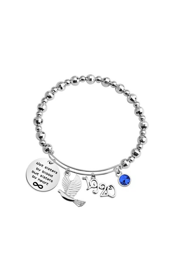 HOLLP 1920 Zeta Phi Beta Sorority Navy Jewelry Not Sisters by Blood But Sisters by Heart Pigeon Bracelet Sister Gift Sorority Gift Greek Sorority Inspired Gift for Finer Women - Image 1