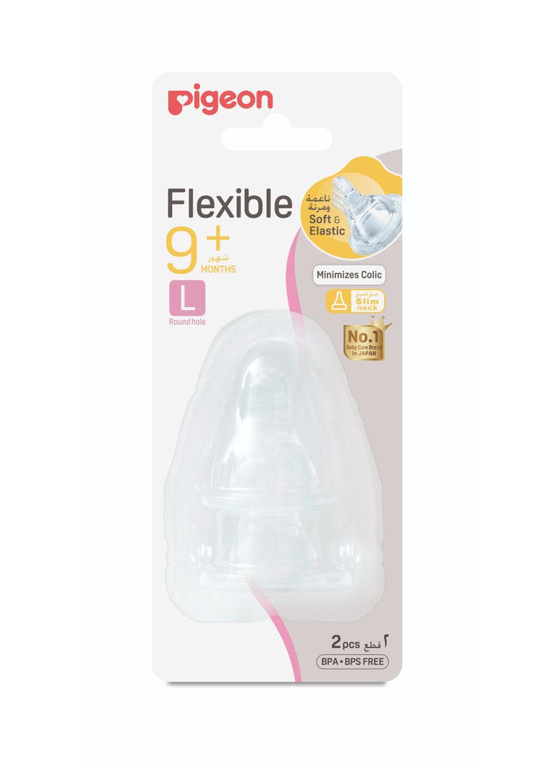 pigeon Flexible Nipple Slim Neck 2PC BLISTER PACK, 9+ Months | BPA & BPS Free - Size L - Image 1