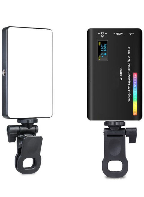 W140 RGB Video Light+Stand, Portable LED Camera Light Board 0-360 Full Color, CRI95+ 2500K-9000K Dimmable 20 Light Effects, 3100mAH Rechargeable LED Lighting for Photography, Video Conferencing, TikTok