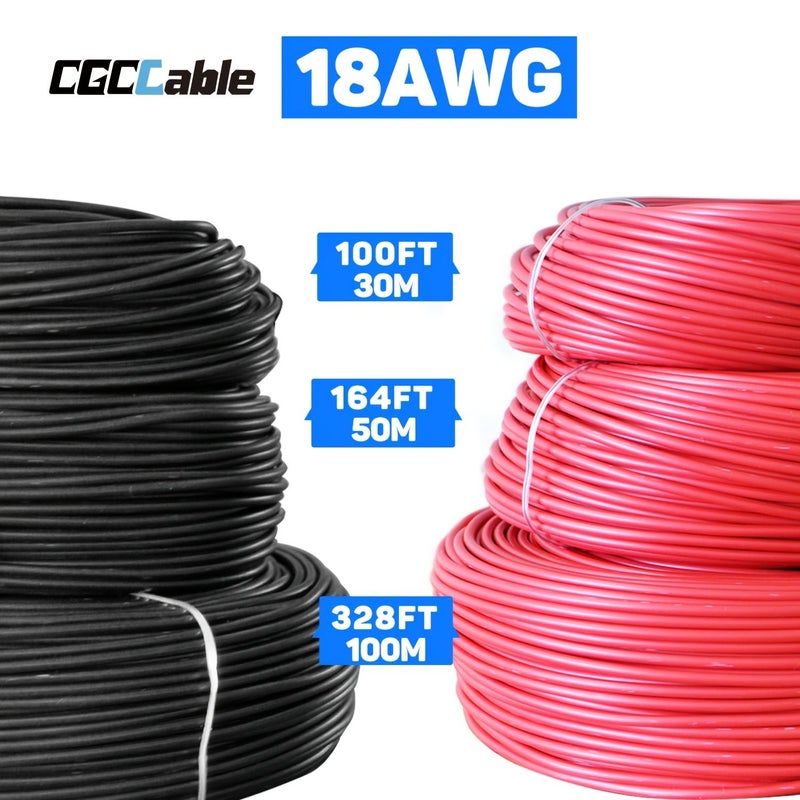 18AWG Red Black Low Voltage Wire 100FT Copper Clad Aluminum DC Cable - Image 1