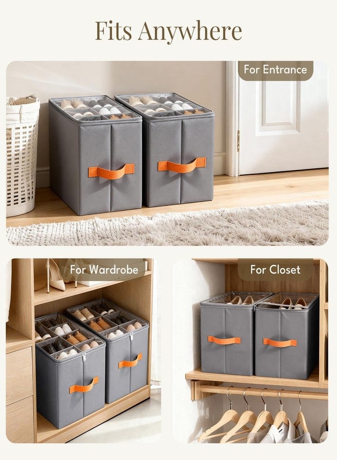 GLORIEROO Smell Proof Shoe Organizer for Closet - Adjustable Dividers & Clear Lid. Foldable Shoe Storage Box with Activated Carbon Lining for Gym Sneakers, Running Shoes & Boots - Image 4